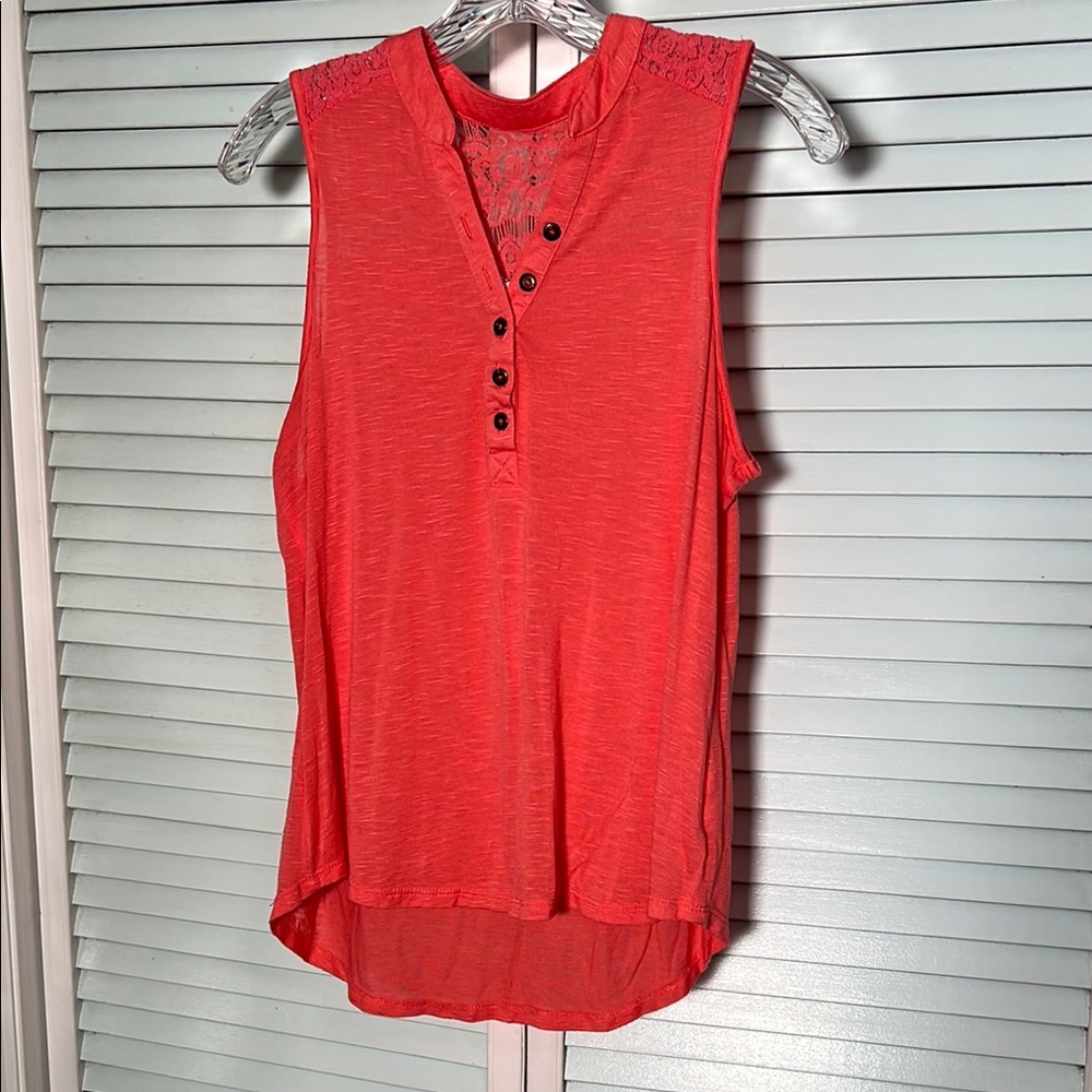 Sleeveless Coral Top with Back Lace Detail